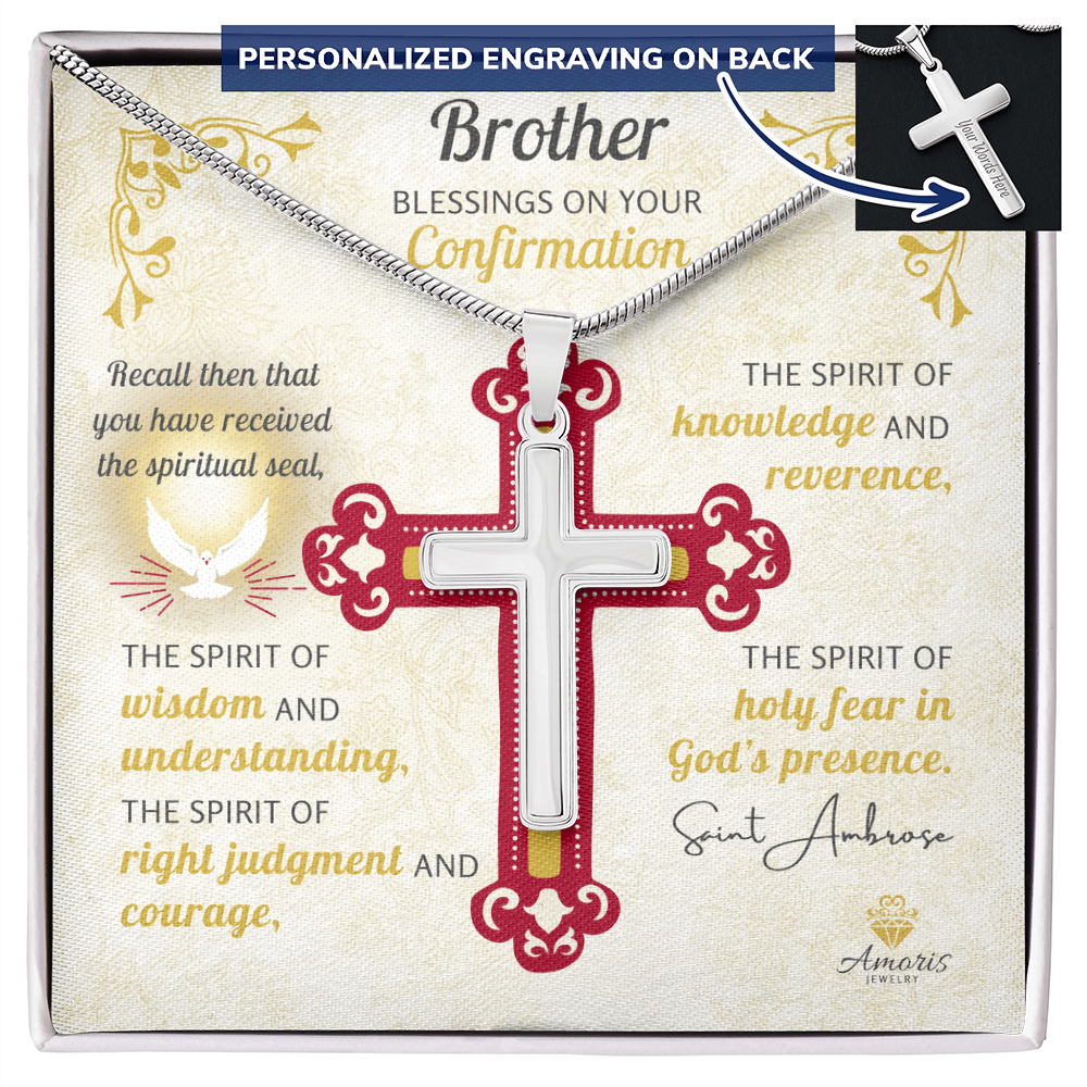 Brother Blessings On Your Confirmation Personalized Cross Necklace