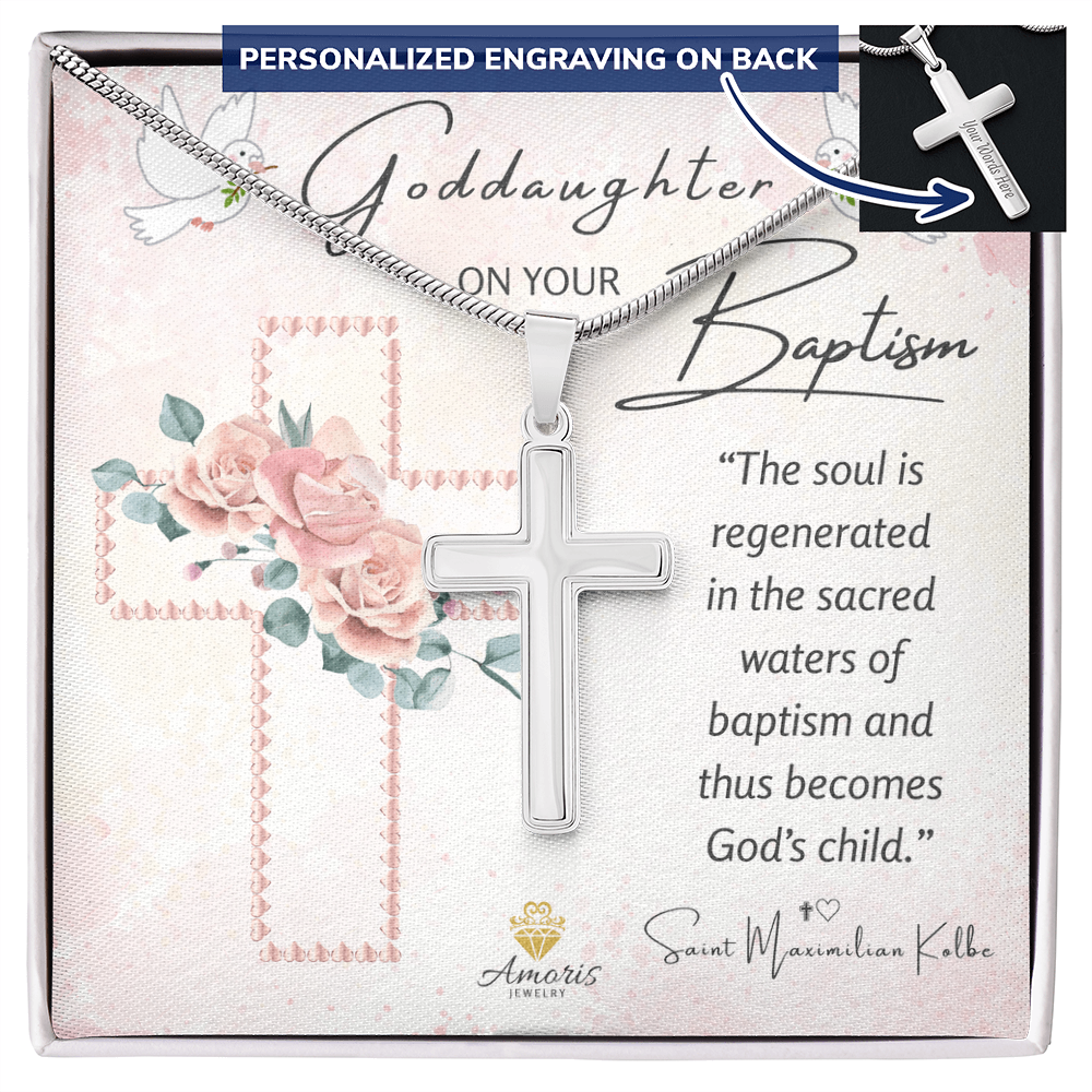 Goddaughter On Your Baptism Personalized Cross Necklace