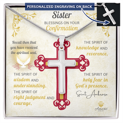 Sister Blessings On Your Confirmation Personalized Cross Necklace