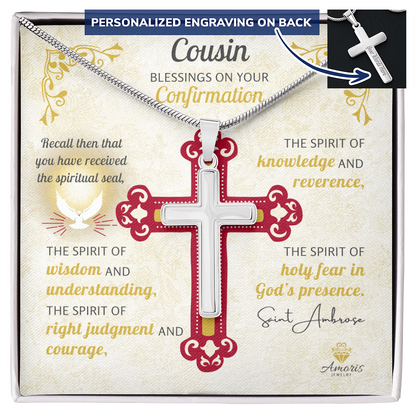 Cousin On Your Confirmation Personalized Cross Necklace