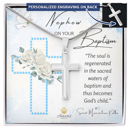 Nephew On Your Baptism Personalized Cross Necklace