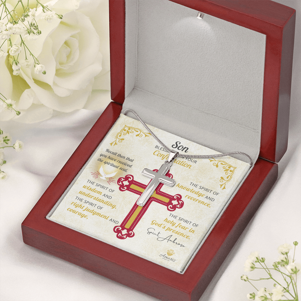 Son Blessings On Your Confirmation Personalized Cross Necklace