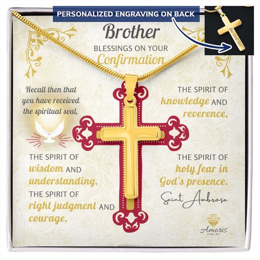 Brother Blessings On Your Confirmation Personalized Cross Necklace