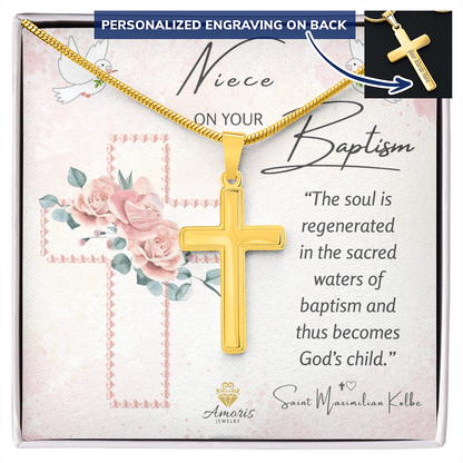 Niece On Your Baptism Personalized Cross Necklace