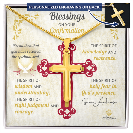 Blessings On Your Confirmation Personalized Cross Necklace
