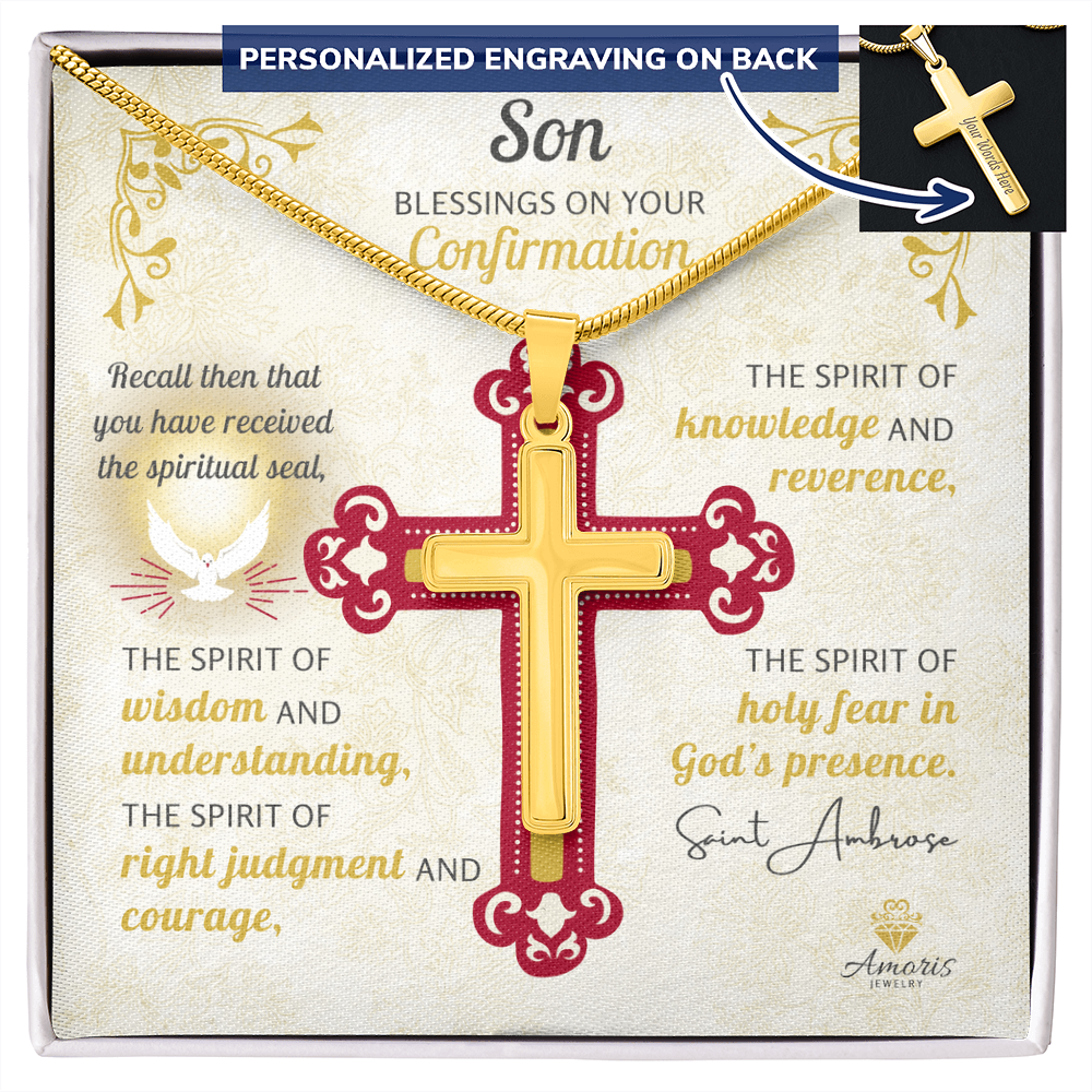 Son Blessings On Your Confirmation Personalized Cross Necklace