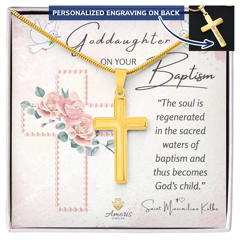 Goddaughter On Your Baptism Personalized Cross Necklace