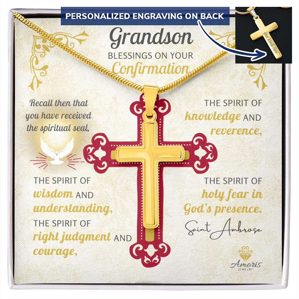 Grandson Blessings On Your Confirmation Personalized Cross Necklace