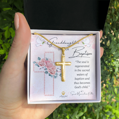 Granddaughter On Your Baptism Personalized Cross Necklace