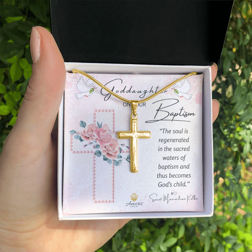 Goddaughter On Your Baptism Personalized Cross Necklace