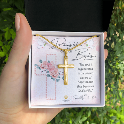 Daughter On Your Baptism Personalized Cross Necklace