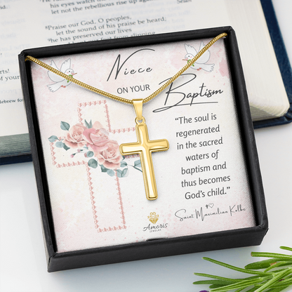 Niece On Your Baptism Personalized Cross Necklace