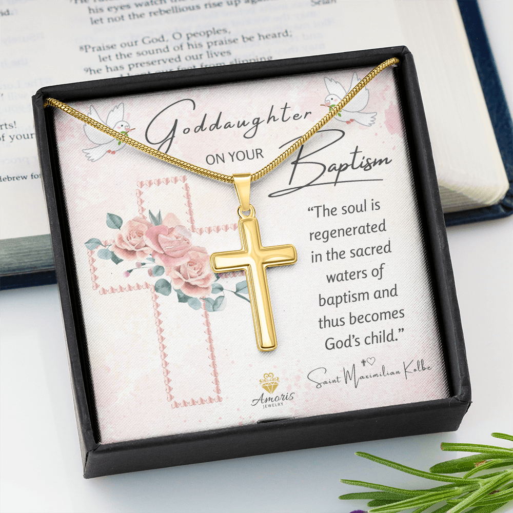Goddaughter On Your Baptism Personalized Cross Necklace