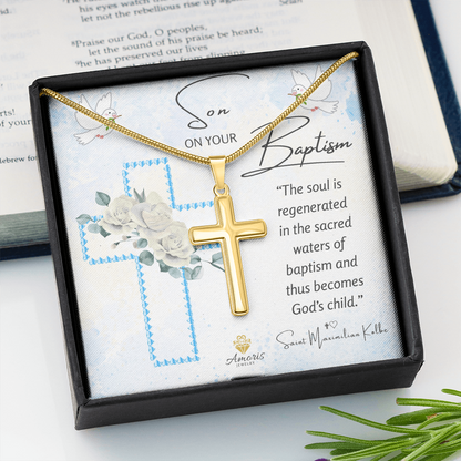 Son On Your Baptism Personalized Cross Necklace
