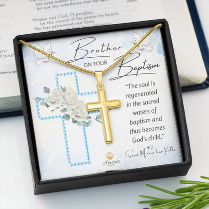 Brother On Your Baptism Personalized Cross Necklace