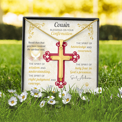 Cousin On Your Confirmation Personalized Cross Necklace