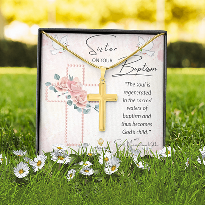 Sister On Your Baptism Personalized Cross Necklace
