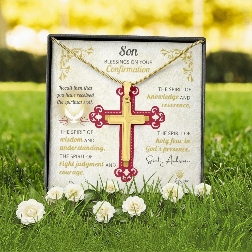 Son Blessings On Your Confirmation Personalized Cross Necklace
