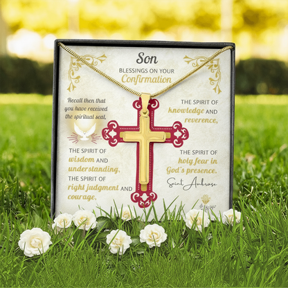 Son Blessings On Your Confirmation Personalized Cross Necklace