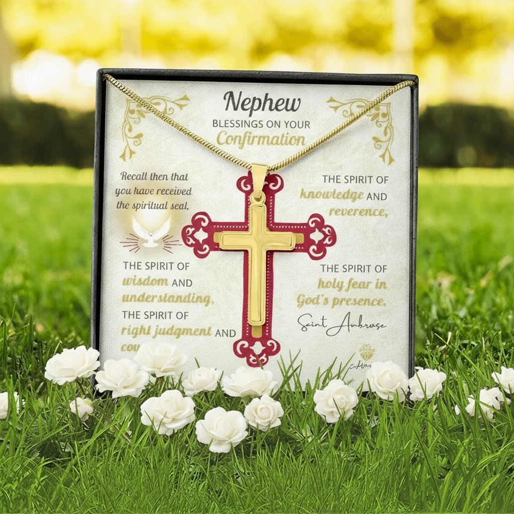 Nephew Blessings On Your Confirmation Personalized Cross Necklace