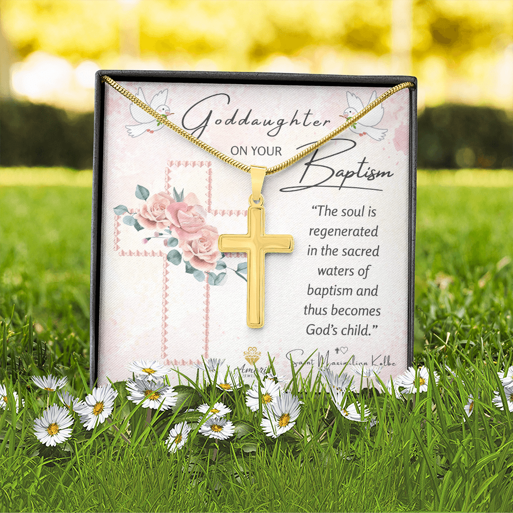 Goddaughter On Your Baptism Personalized Cross Necklace
