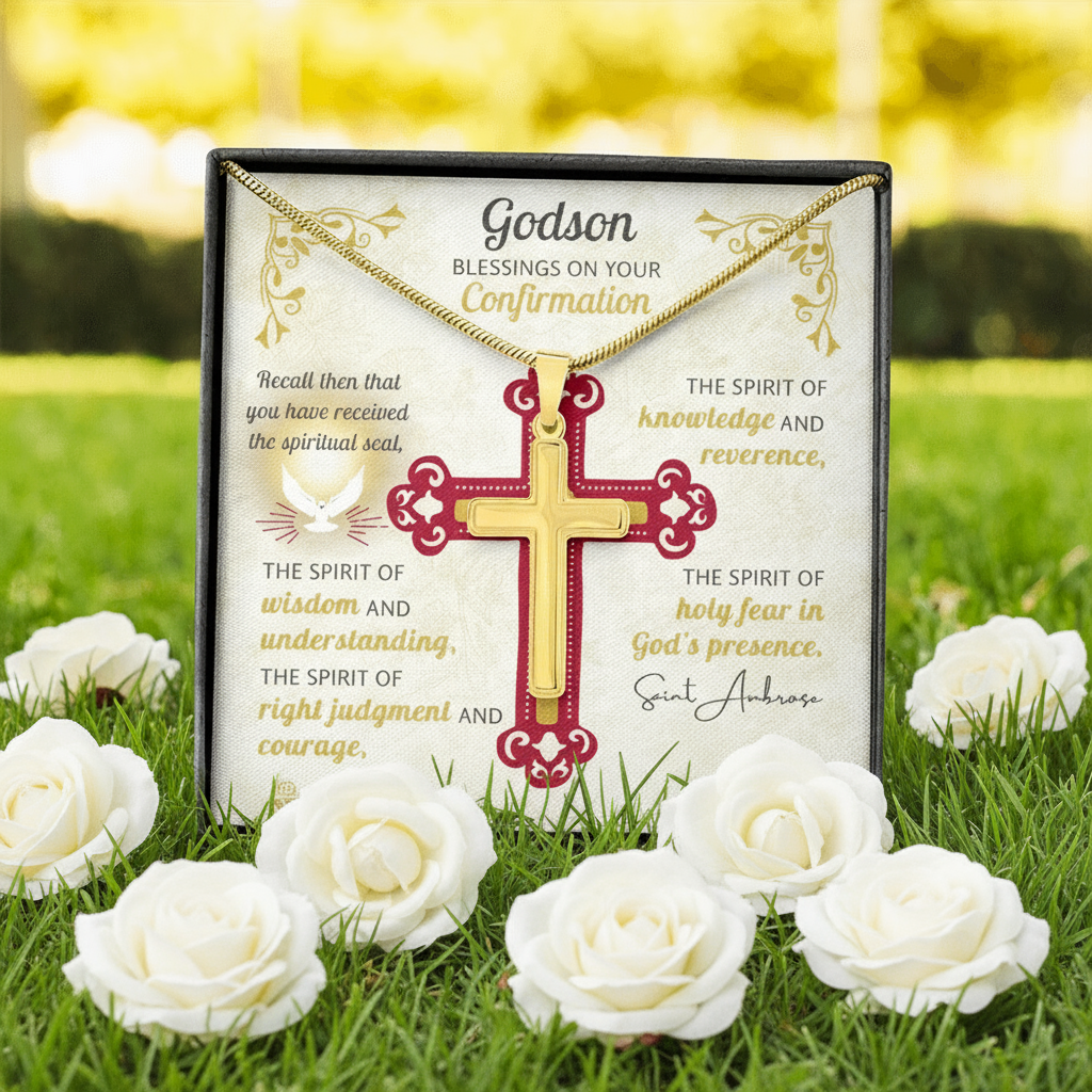 Godson Blessings On Your Confirmation Personalized Cross Necklace