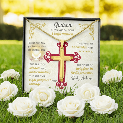 Godson Blessings On Your Confirmation Personalized Cross Necklace