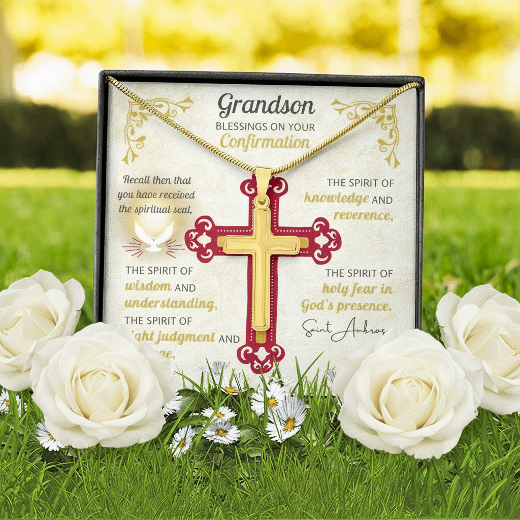 Grandson Blessings On Your Confirmation Personalized Cross Necklace