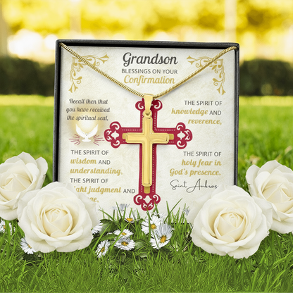 Grandson Blessings On Your Confirmation Personalized Cross Necklace