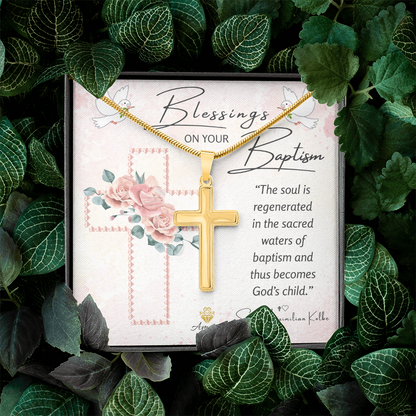 Blessings On Your Baptism Personalized Cross Necklace for Girls