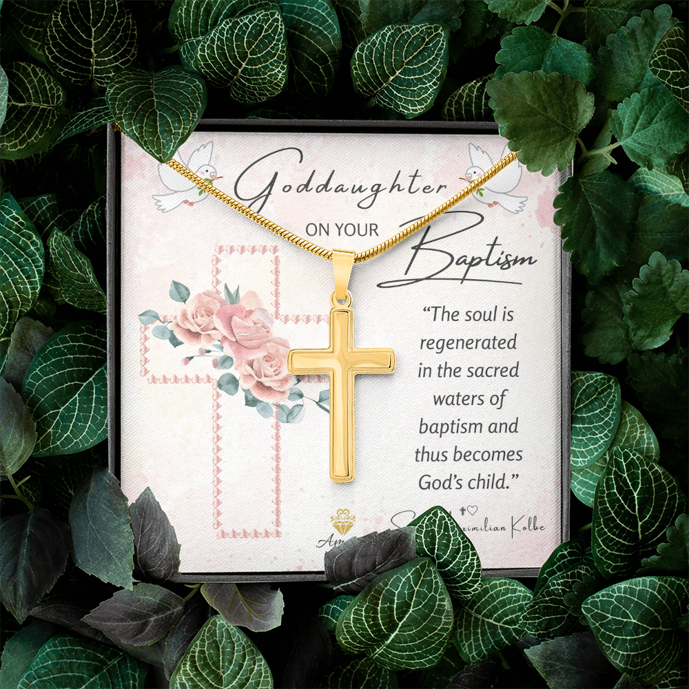 Goddaughter On Your Baptism Personalized Cross Necklace