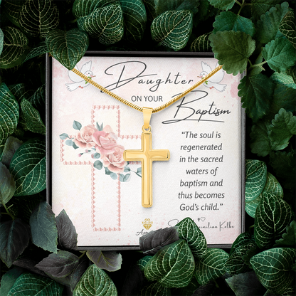Daughter On Your Baptism Personalized Cross Necklace