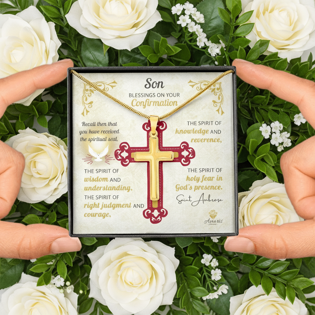 Son Blessings On Your Confirmation Personalized Cross Necklace