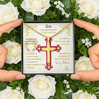 Son Blessings On Your Confirmation Personalized Cross Necklace