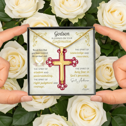 Godson Blessings On Your Confirmation Personalized Cross Necklace
