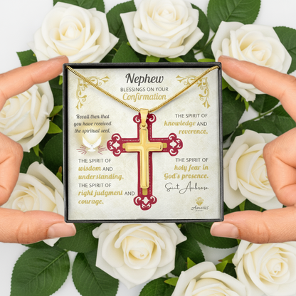 Nephew Blessings On Your Confirmation Personalized Cross Necklace