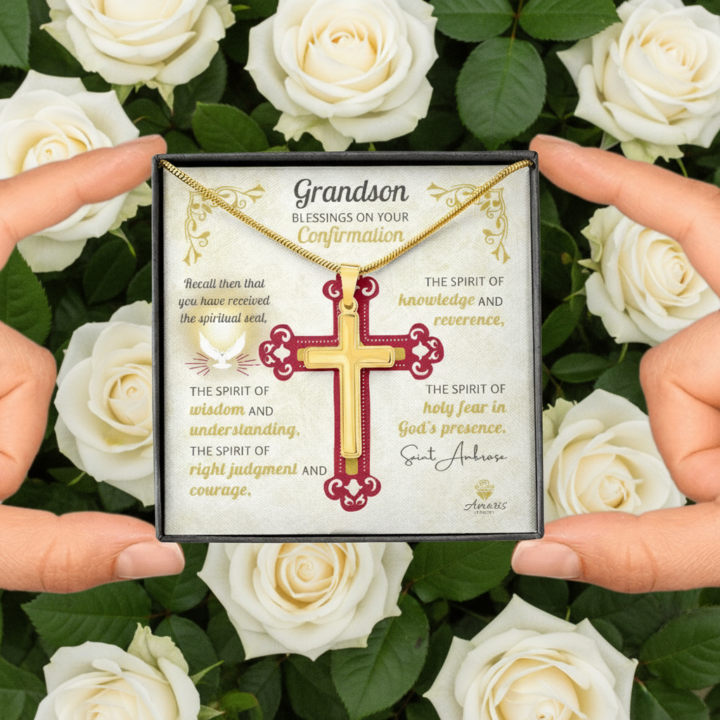 Grandson Blessings On Your Confirmation Personalized Cross Necklace