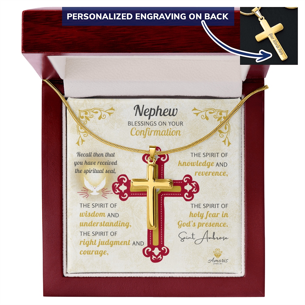 Nephew Blessings On Your Confirmation Personalized Cross Necklace