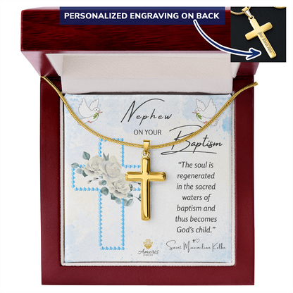 Nephew On Your Baptism Personalized Cross Necklace