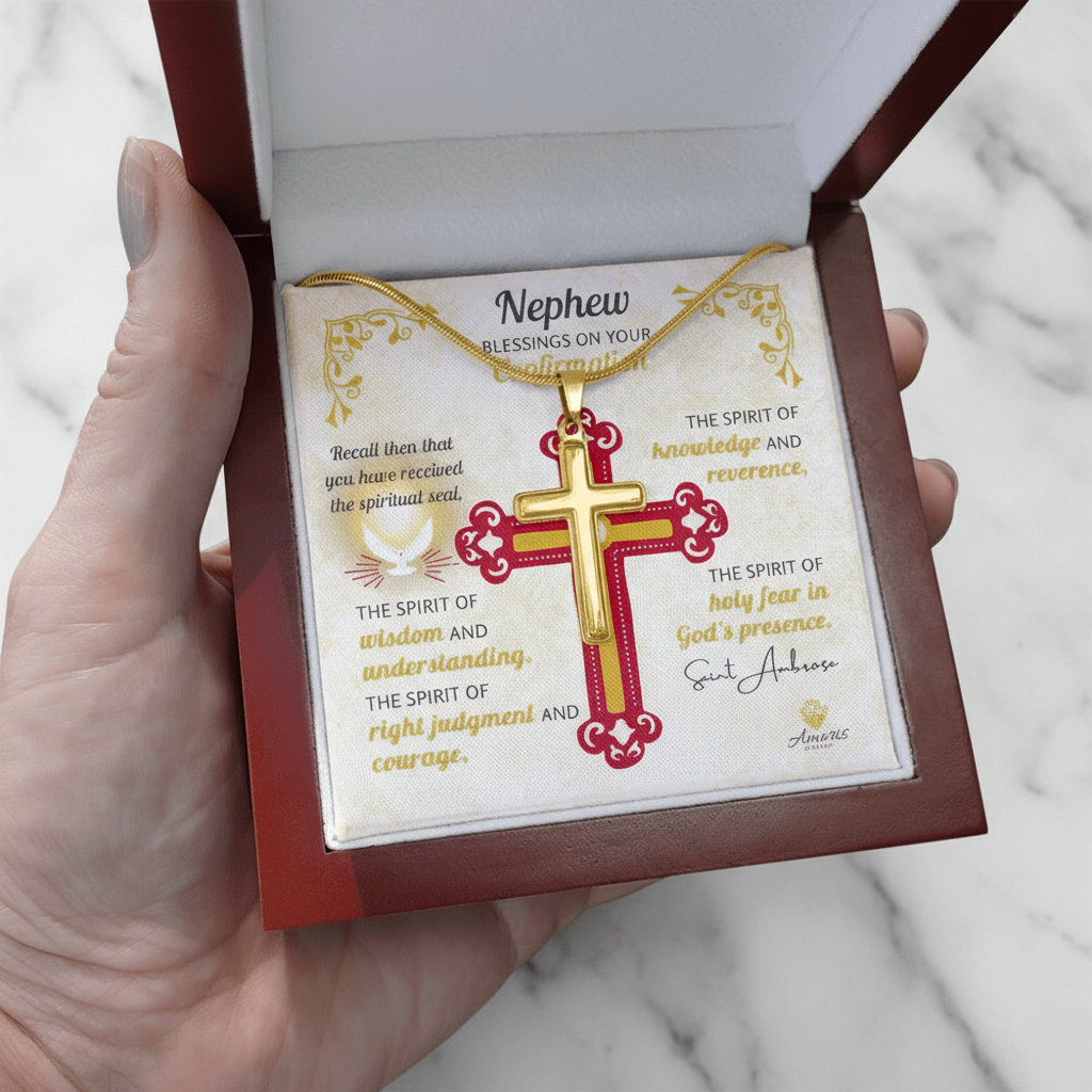 Nephew Blessings On Your Confirmation Personalized Cross Necklace