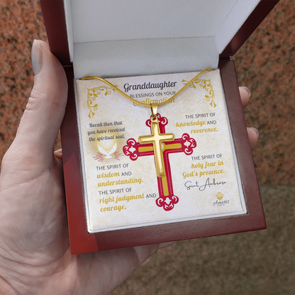 Granddaughter Blessings On Your Confirmation Personalized Cross Necklace