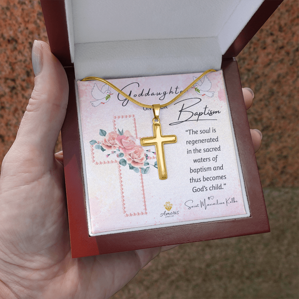 Goddaughter On Your Baptism Personalized Cross Necklace