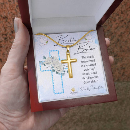 Brother On Your Baptism Personalized Cross Necklace