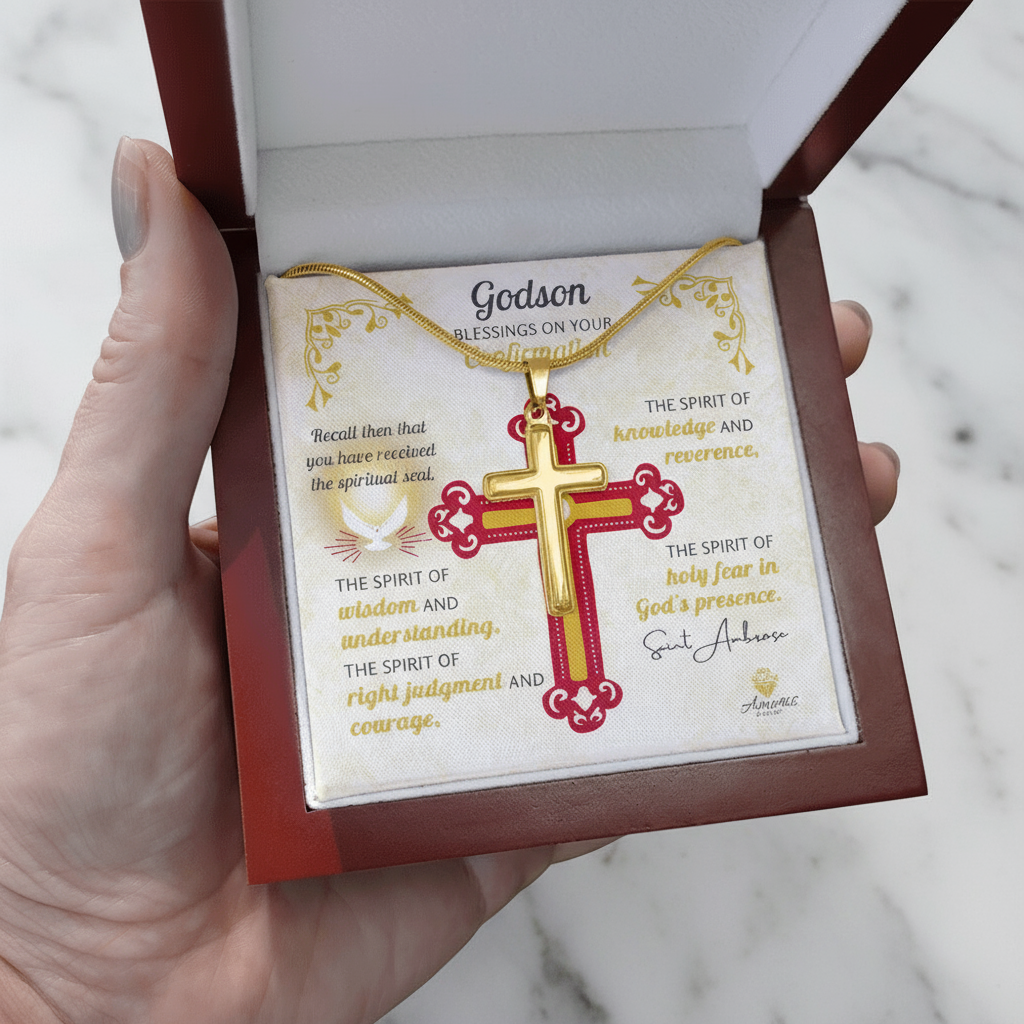 Godson Blessings On Your Confirmation Personalized Cross Necklace
