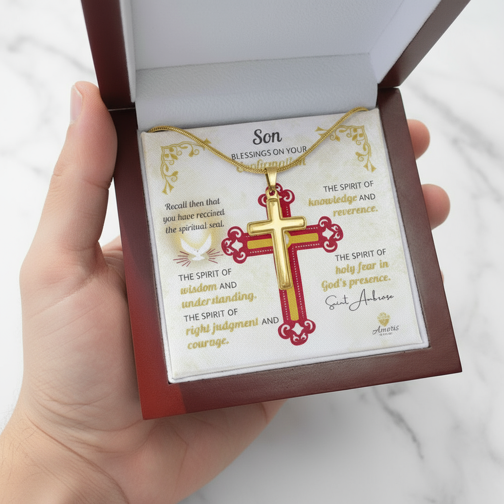 Son Blessings On Your Confirmation Personalized Cross Necklace