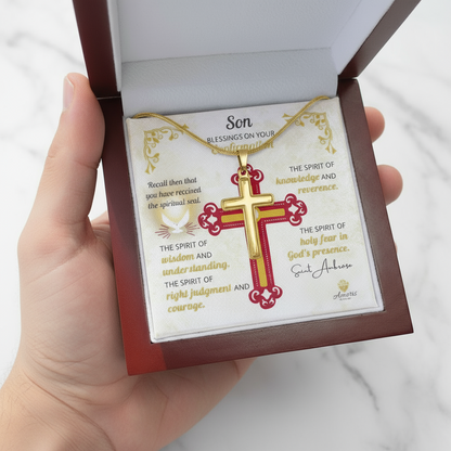 Son Blessings On Your Confirmation Personalized Cross Necklace