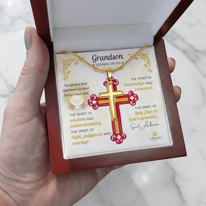 Grandson Blessings On Your Confirmation Personalized Cross Necklace