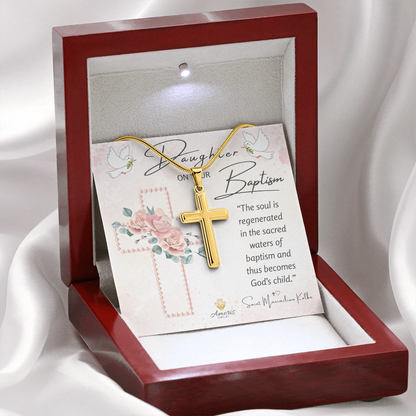 Daughter On Your Baptism Personalized Cross Necklace
