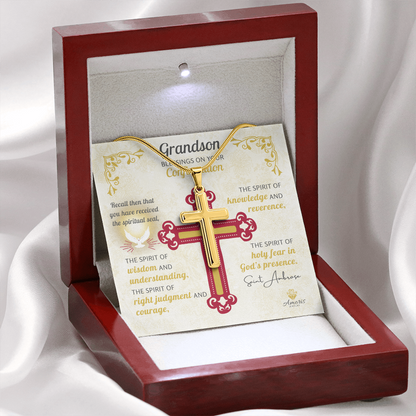 Grandson Blessings On Your Confirmation Personalized Cross Necklace