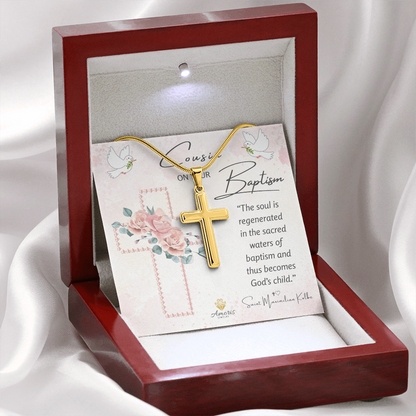 Cousin On Your Baptism Personalized Cross Necklace